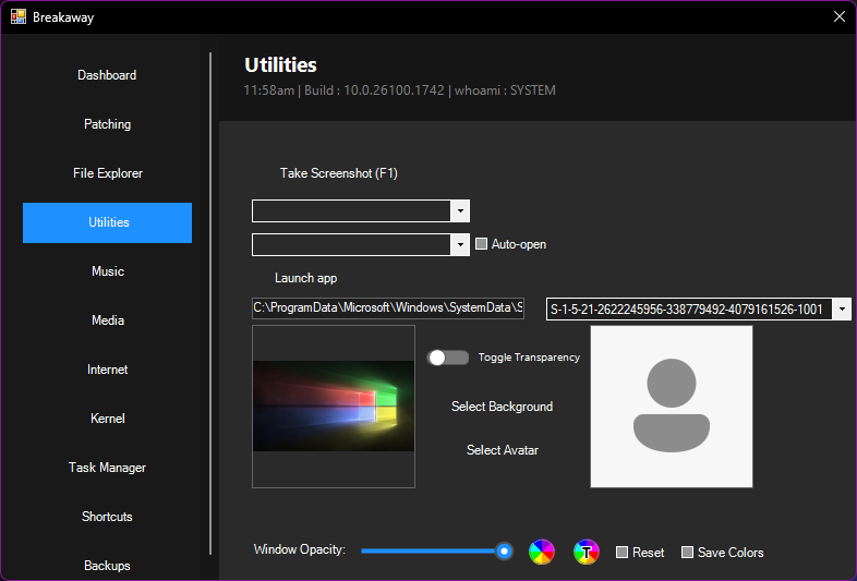 Breakaway Utilities Tab
