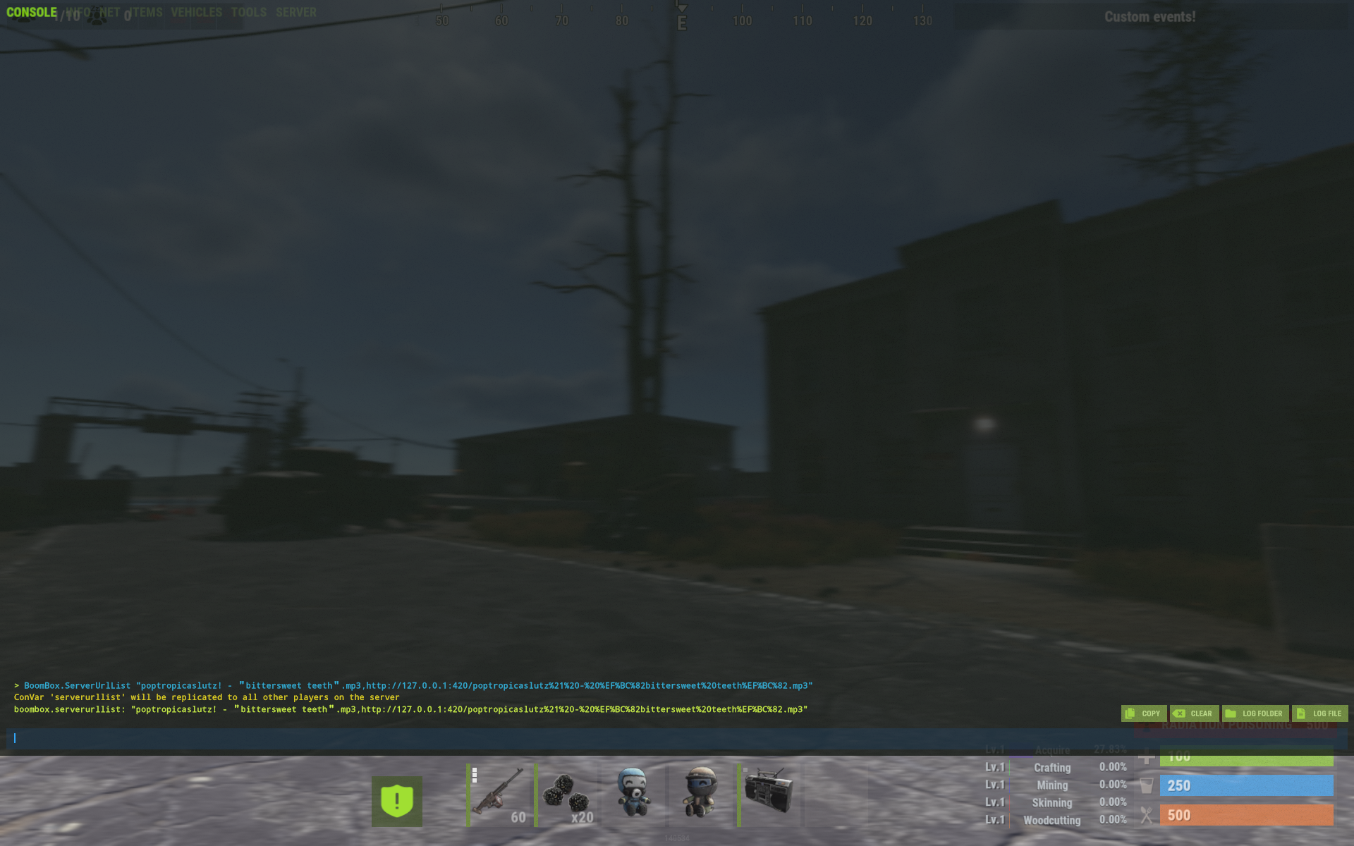 Local Media Server pasted command, to add songs