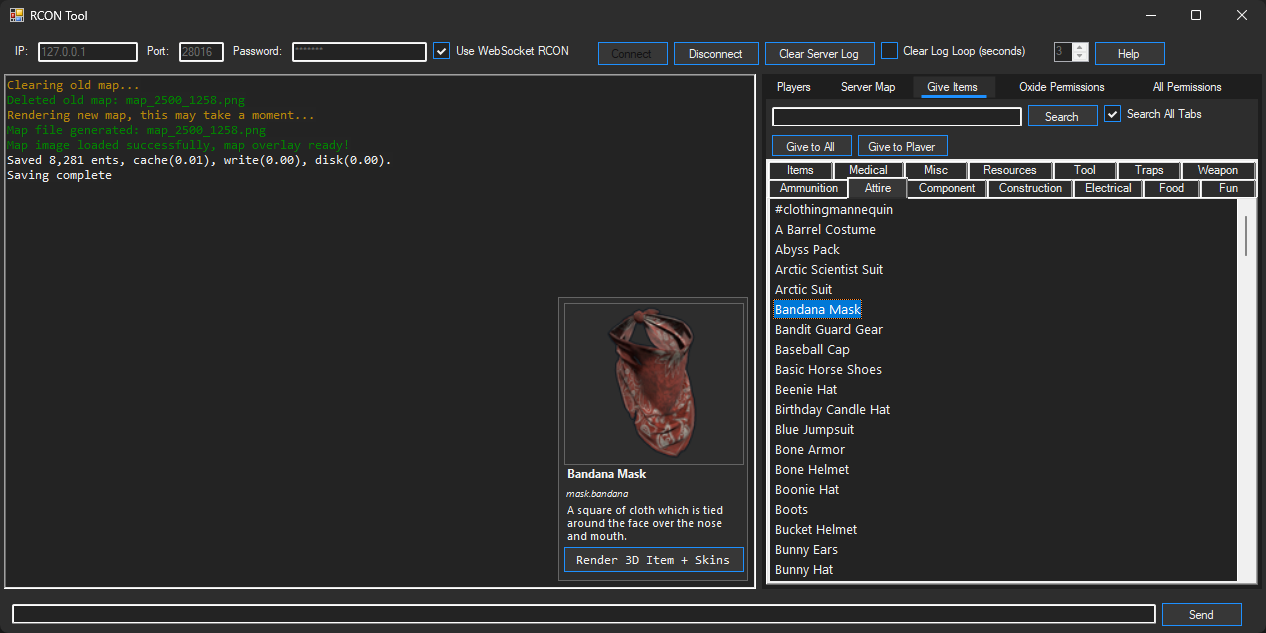 RCON Tool Skinnable Item View