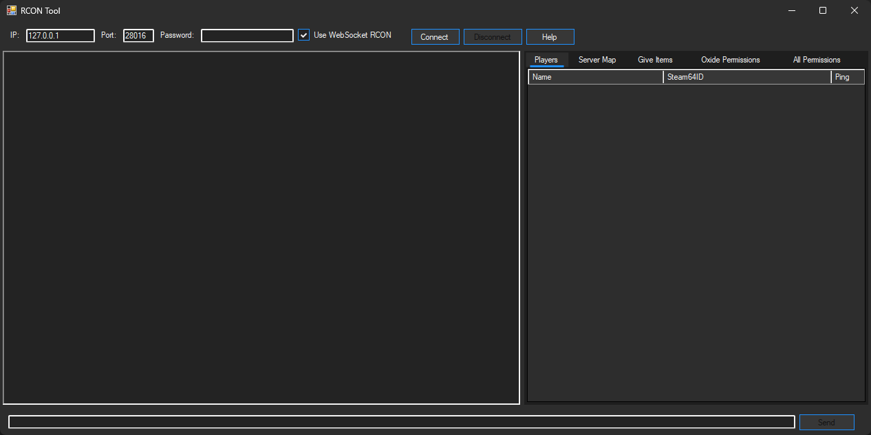 RCON Tool Initial View