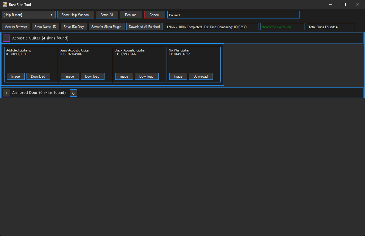 Skin Downloader Expanded View