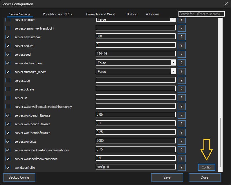 World Config Editor Location