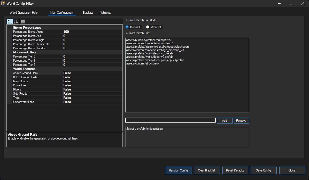 World Config Editor Random Config